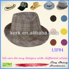 LSF84 Нинбо Lingshang Оптовая Дешевые Браун Проверено Unisex Hat Fedora